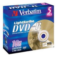 DVD-R 4.7 16X JEWELLCASE Pack5 LIGHTSCRIBE VERBATIM