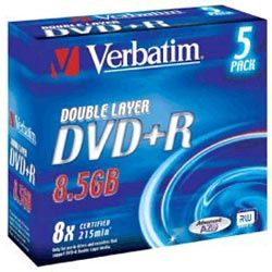DVD+R 8.5 8X JEWELL Pack5 DOBLE CAPA VERBATIM